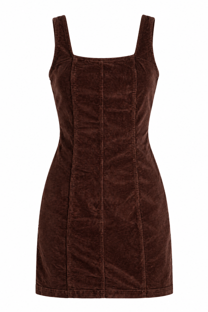 Fated To You Brown Corduroy Mini Dress
