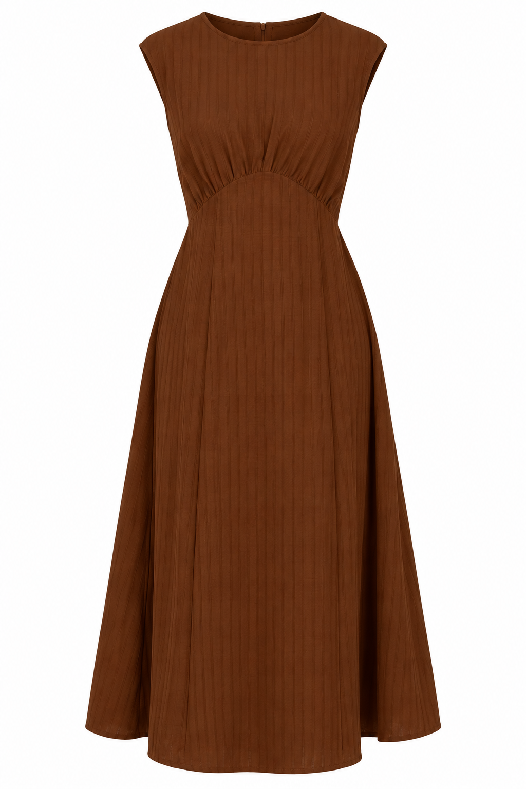 Always Elegant Brown Striped Midi Dress