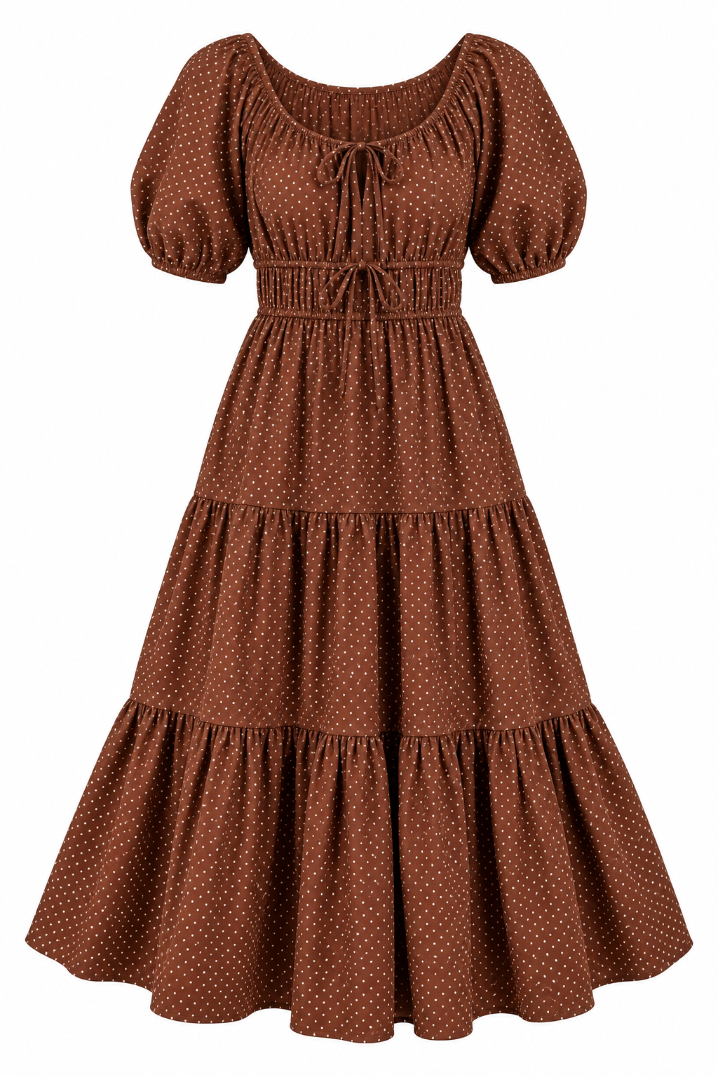 Remembering You Brown Polka Dot Midi Dress