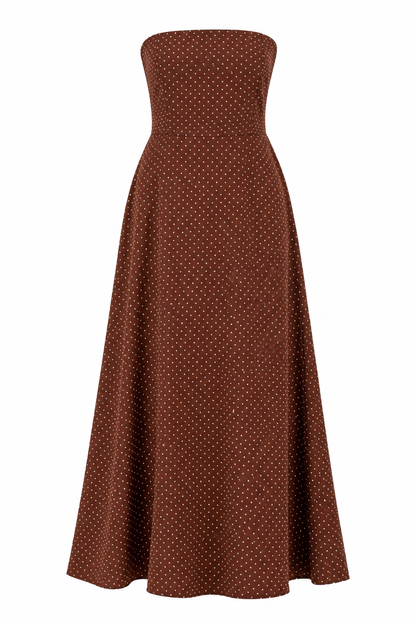 Autumn Reservations Brown Polka Dot Maxi Dress