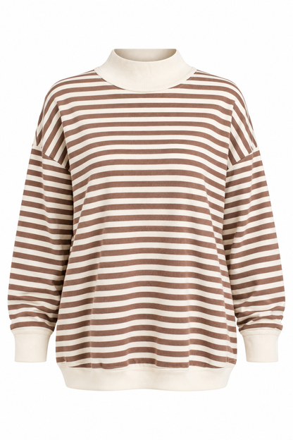 Always Fun Striped Mock Neck Top