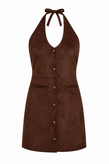 Prep Talk Brown Suede Mini Dress