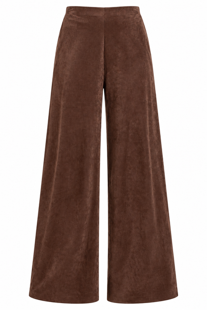 Pumpkin Lane Brown Suede Wide Leg Pants