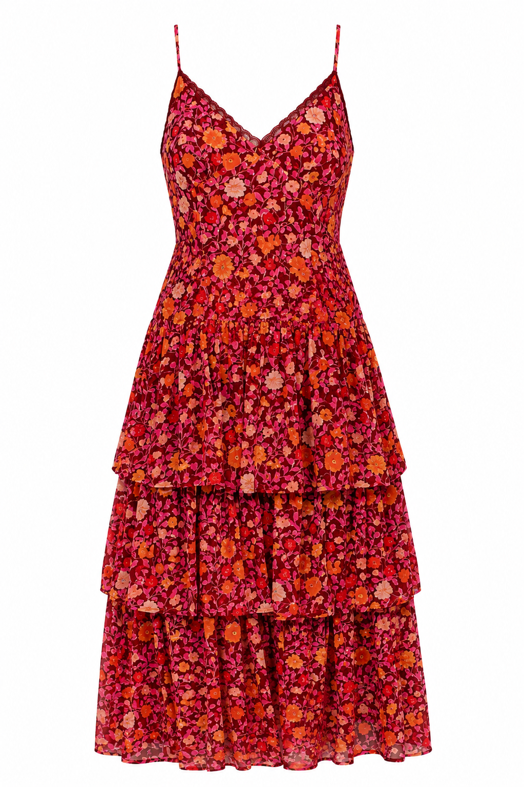 Written In Romance Burgundy Floral Midi Dress