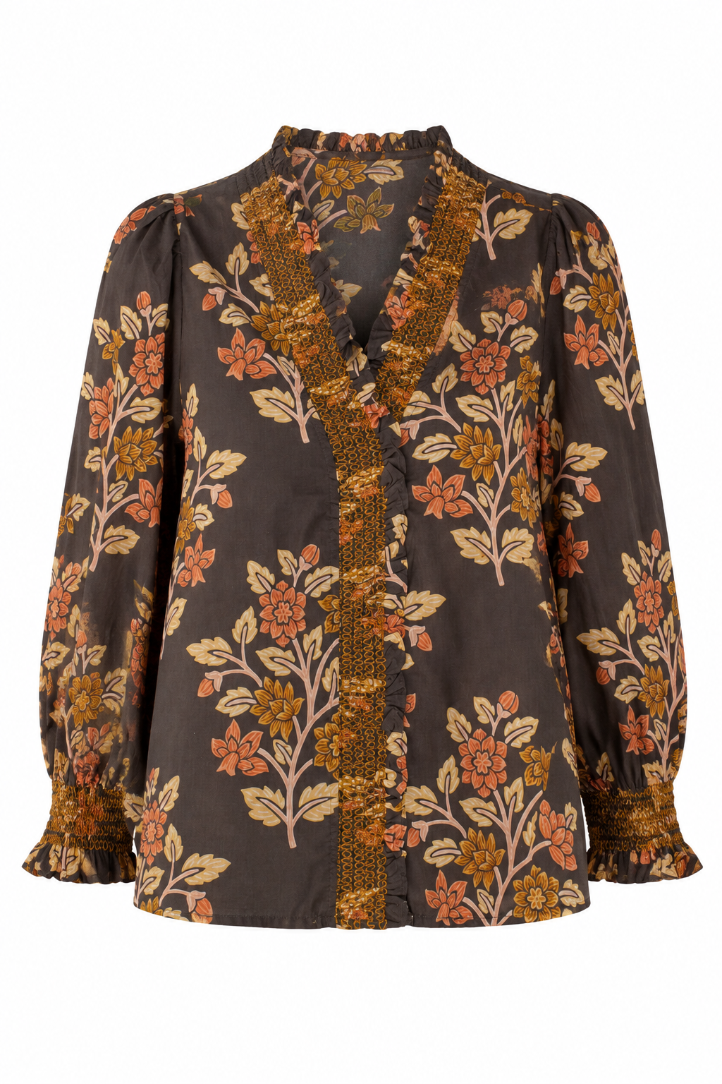 Modern Romance Charcoal Floral Blouse