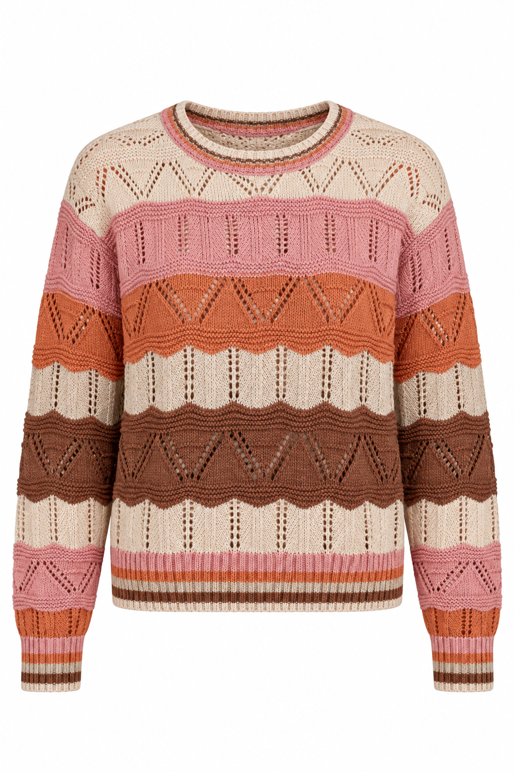 Patchwork Memories Taupe Crochet Sweater