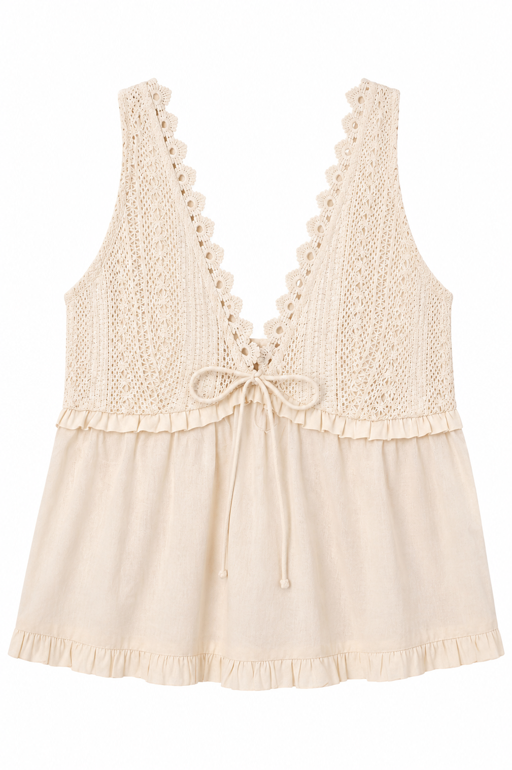 Detailed Impression Cream Babydoll Tank