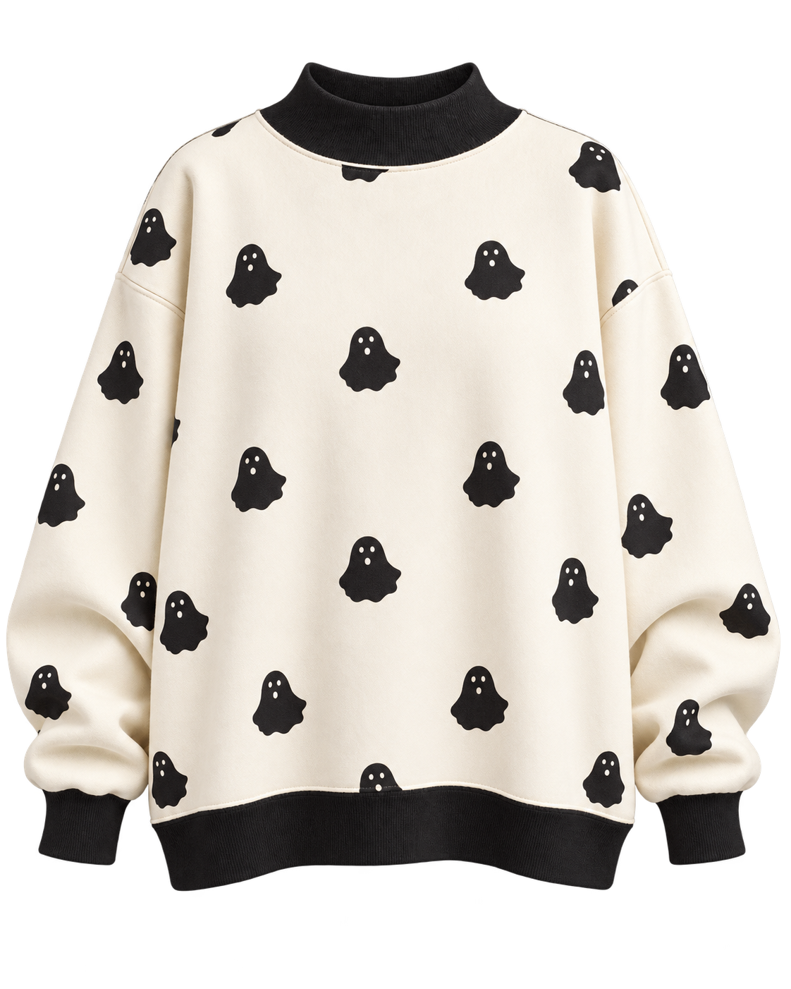 Here For The Boos Ivory Reversible Mock Neck