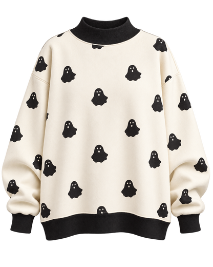 Here For The Boos Ivory Reversible Mock Neck
