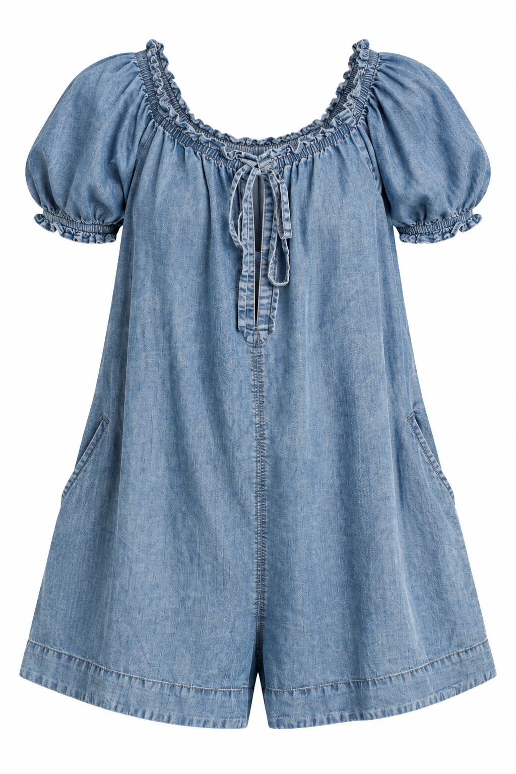 Instant Favorite Washed Denim Mini Romper