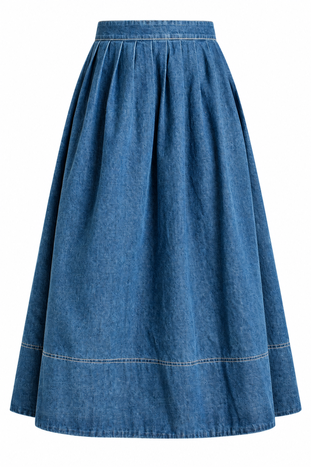 Blue Hour Pleated Denim Maxi Skirt