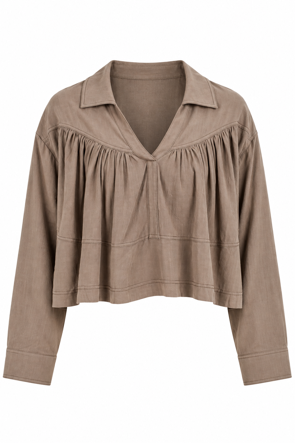 Quiet Charm Light Olive Ruffle Blouse