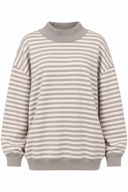 Always Fun Striped Mock Neck Top