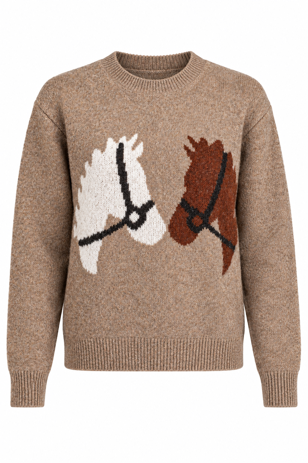Horsing Around Graphic Mocha Sweater