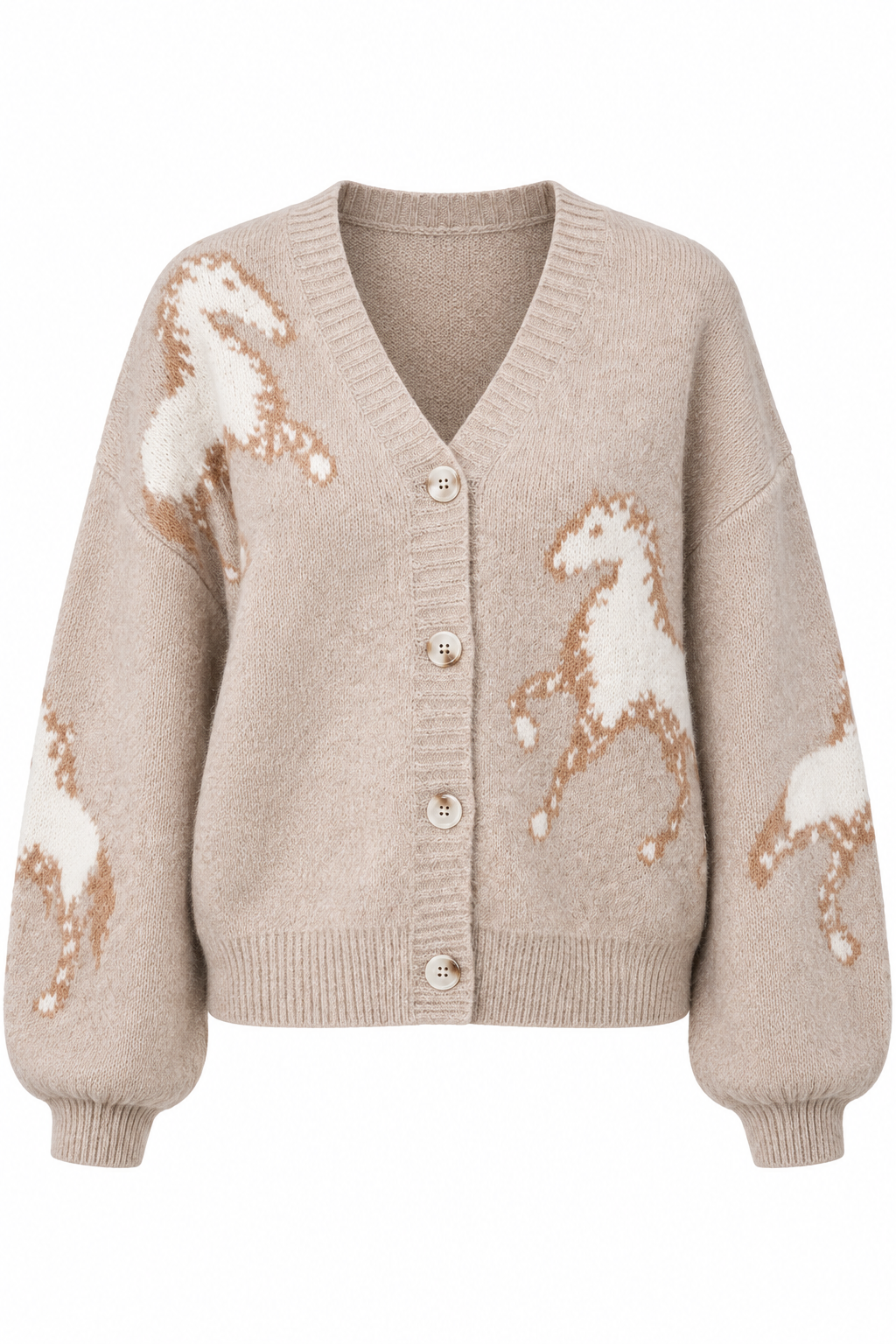 Horse Country Taupe Sweater Cardigan