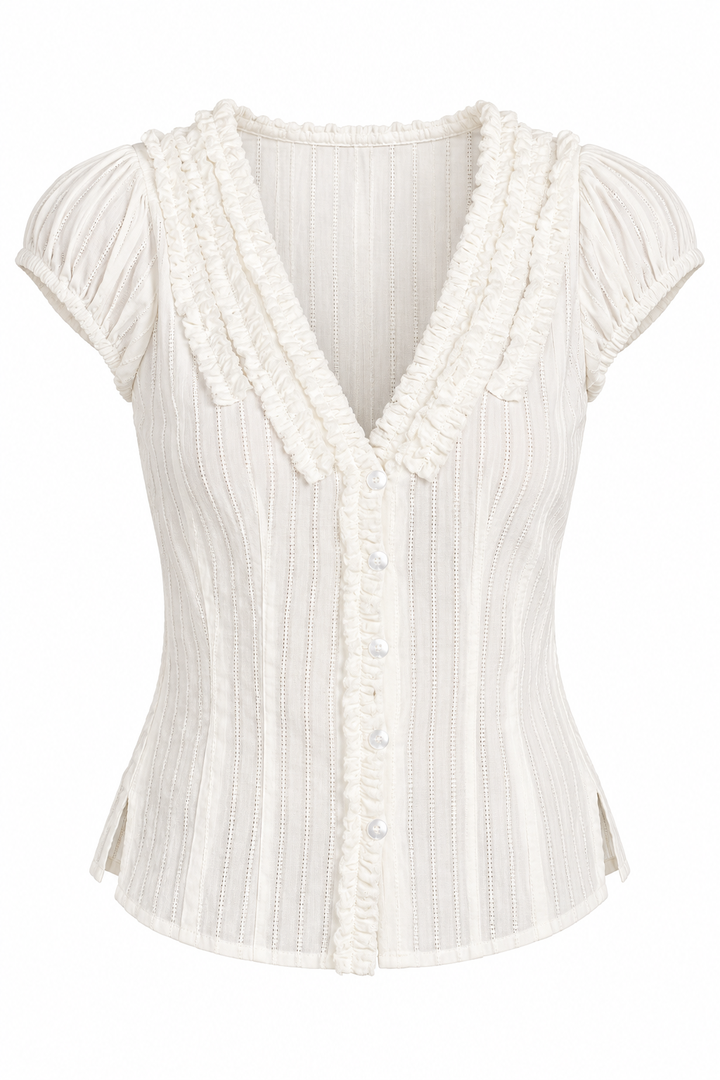 Delicate Details Off White Textured Blouse