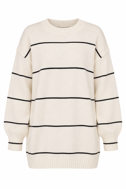 Classic Contrast Ivory Stripe Sweater