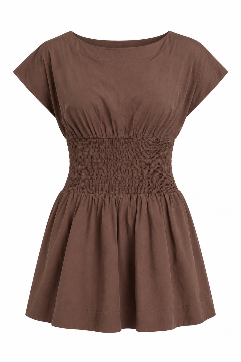 Fall Into Place Mocha Smocked Mini Dress