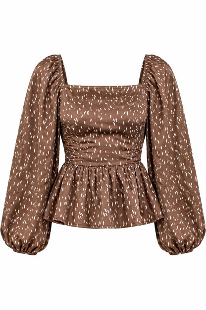 Charmed By Fall Mocha Peplum Blouse