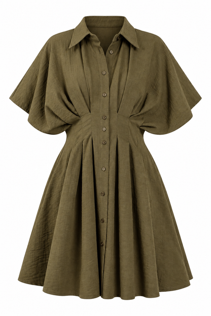 Plans In Motion Pleated Mini Shirt Dress