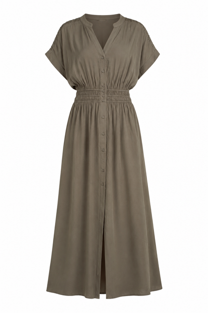 Changing Seasons Olive Button Front Maxi Dress