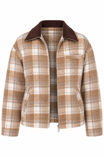 Autumn Layers Taupe Plaid Jacket