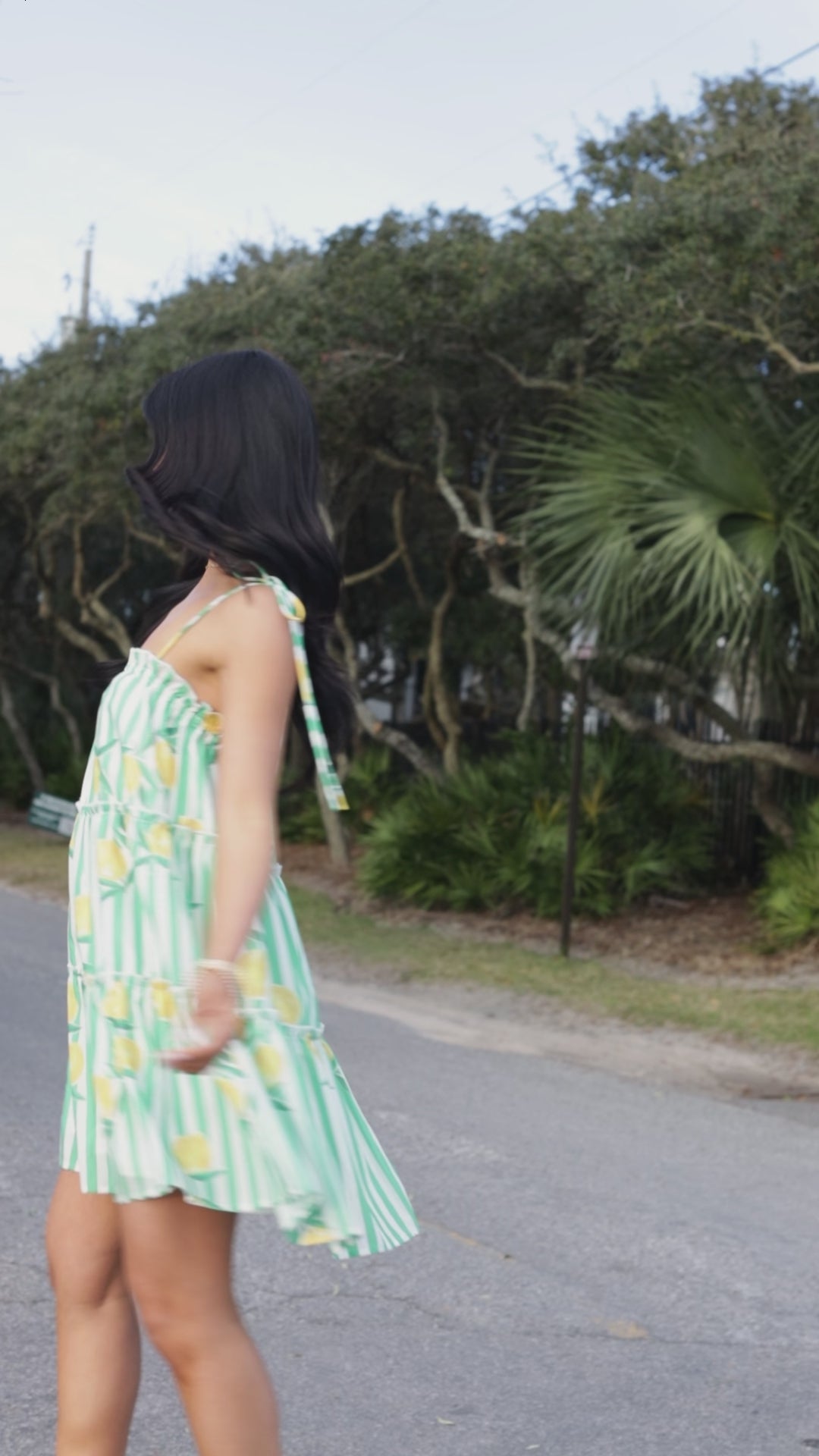 Citrus Grove Tiered Stripe Mini Dress