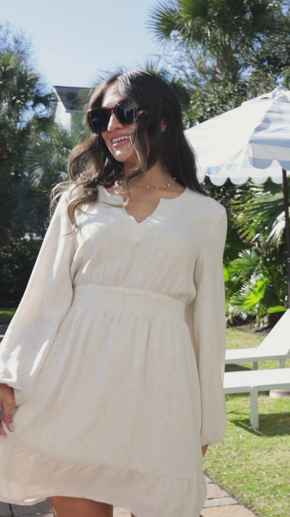 Sandstone Natural Linen Mini Dress - DU Deal