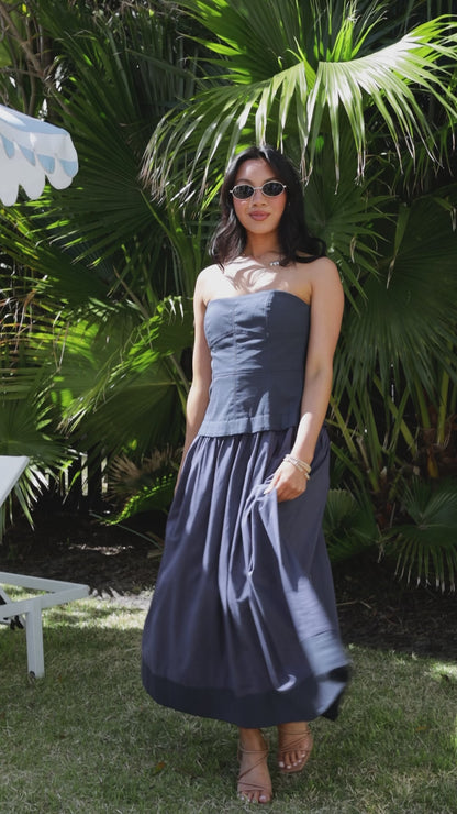 Back In Capri Strapless Maxi Dress