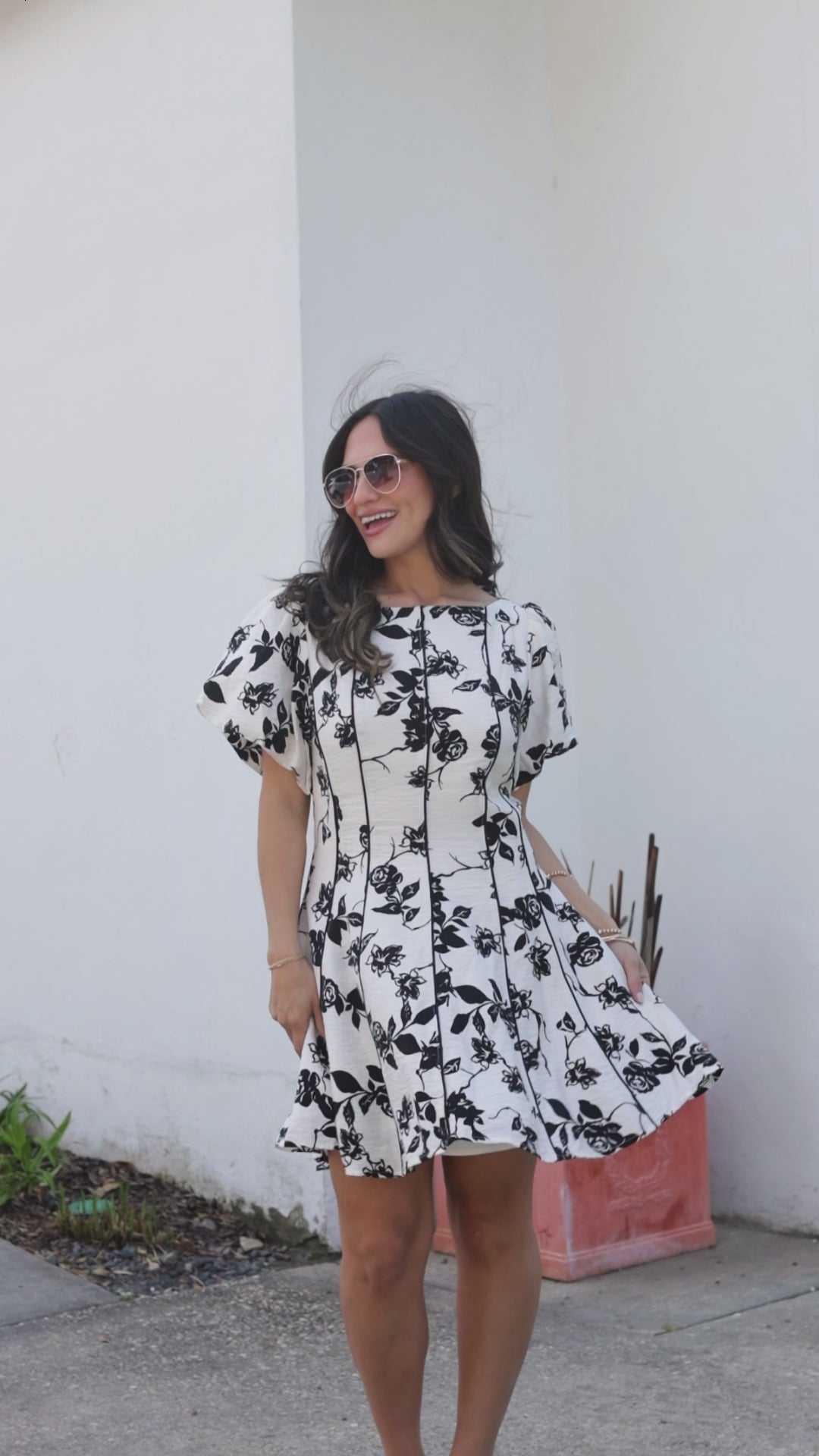 Trendy Ivory A-Line Floral Mini Dress | Women's Dresses