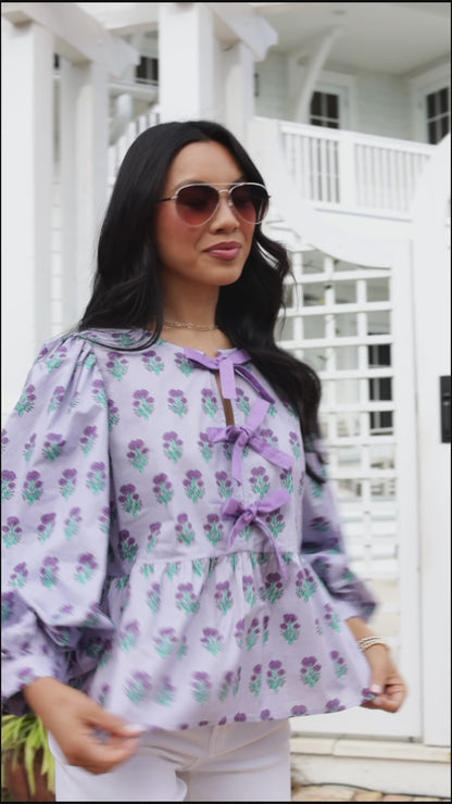 Rosewood Charm Floral Bow Front Blouse