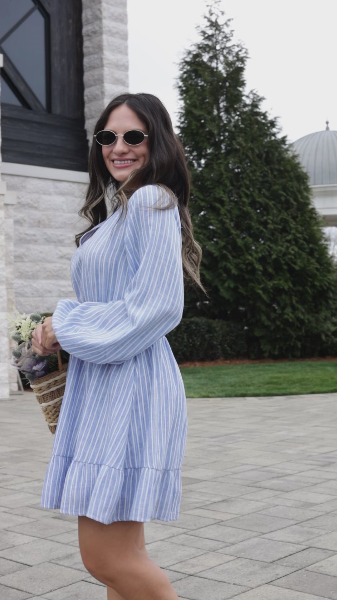 Seaside Breeze Blue Striped Mini Dress