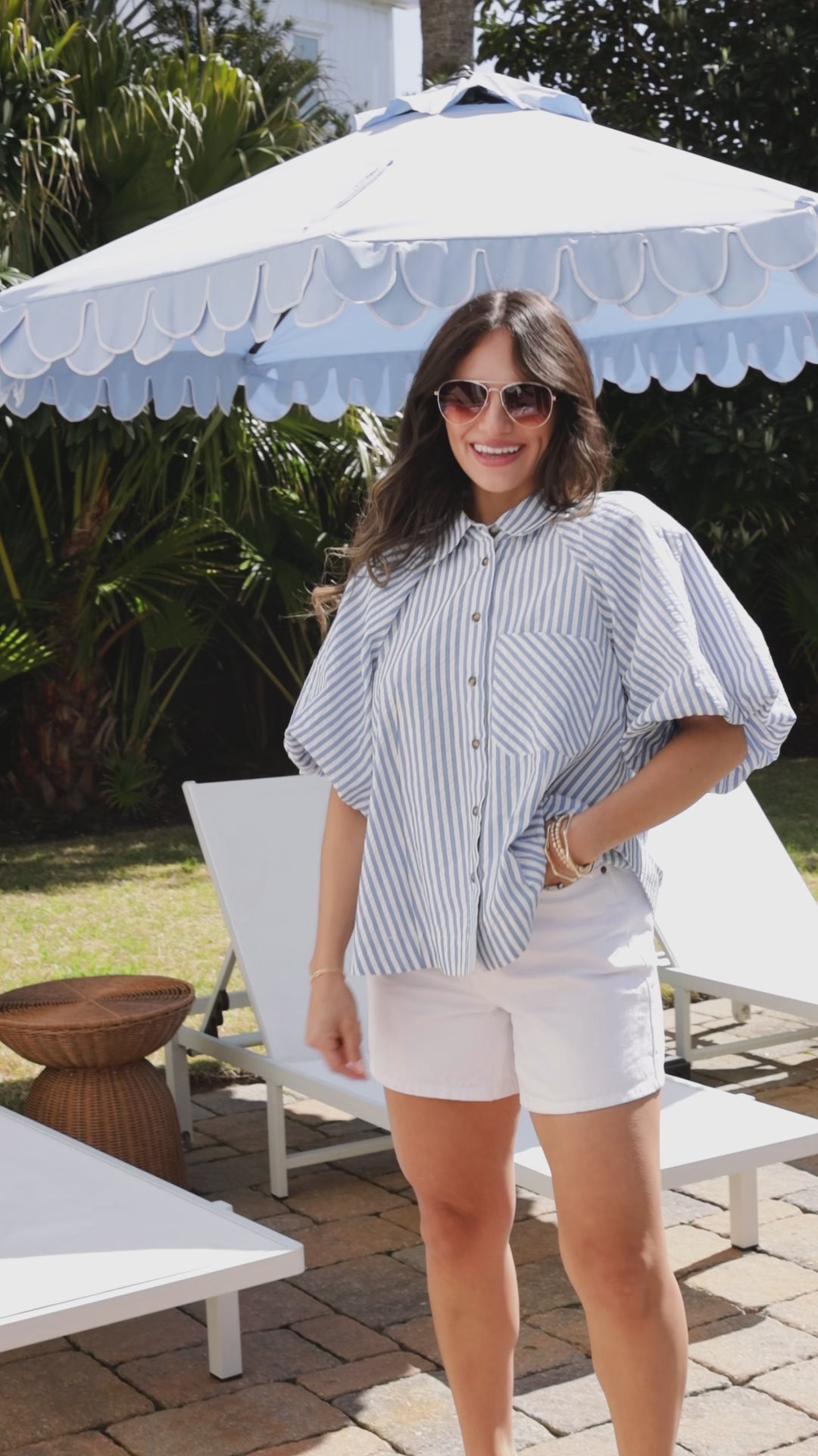 Style Moment Blue Striped Blouse