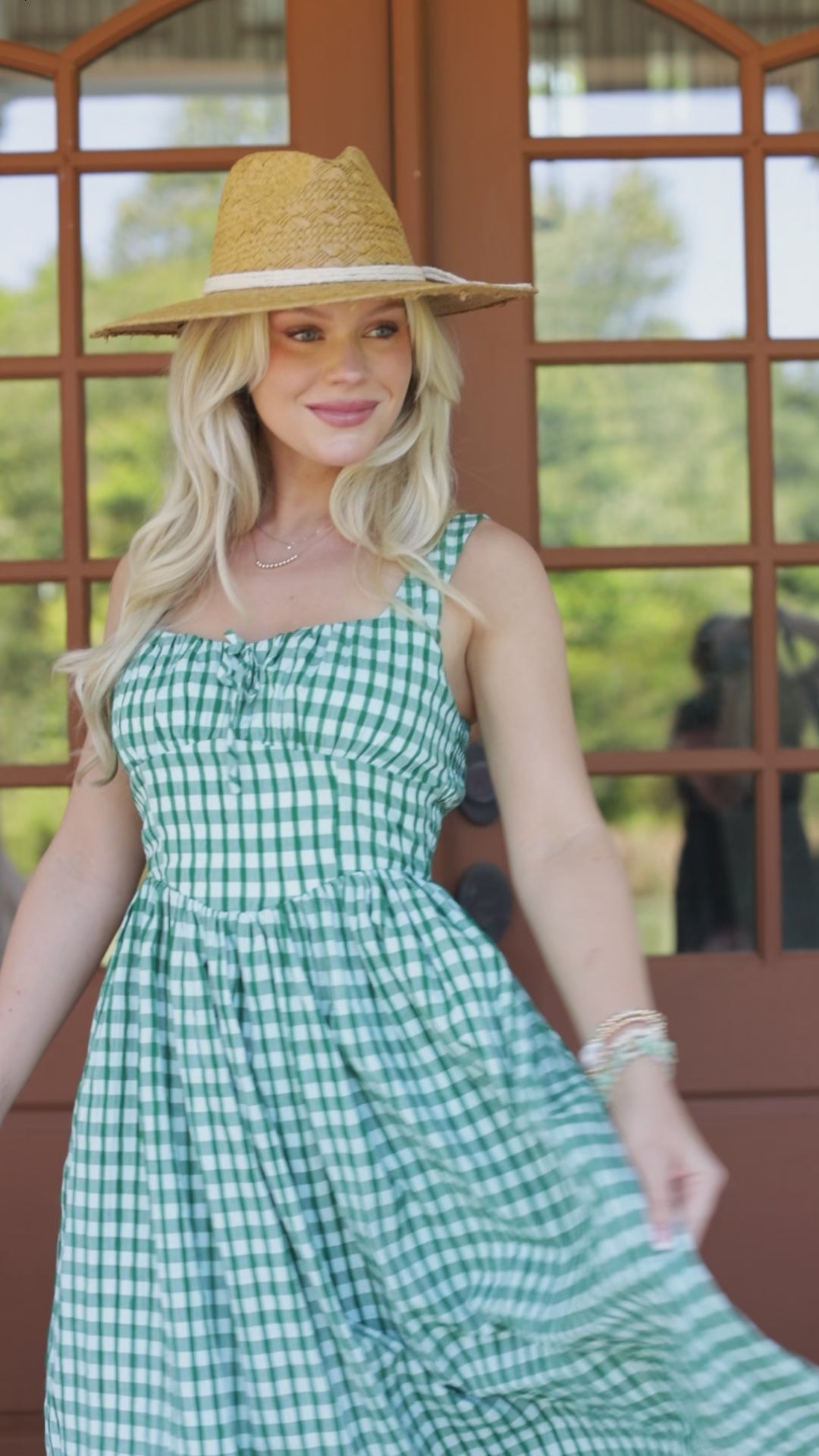 Just Imagine Green Gingham Midi Dress | Trendy Women's Dress