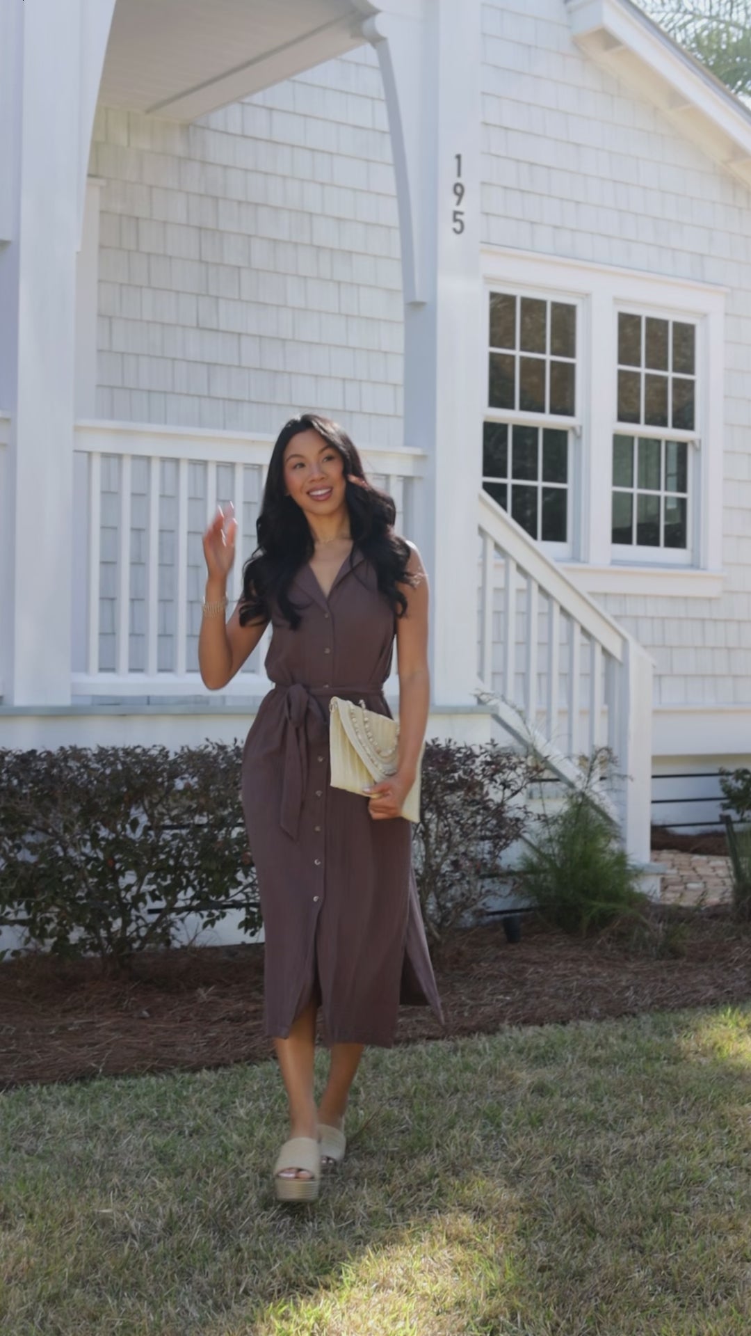 Mocha Muse Button-Front Midi Dress