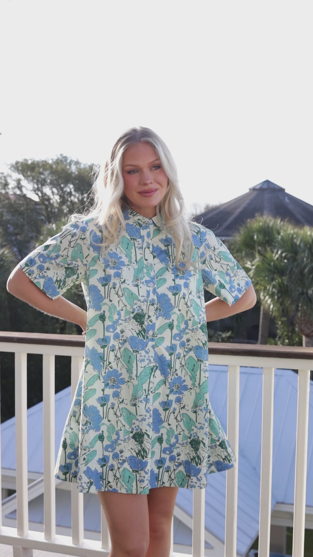 Garden Mosaic Floral Ivory Mini Dress