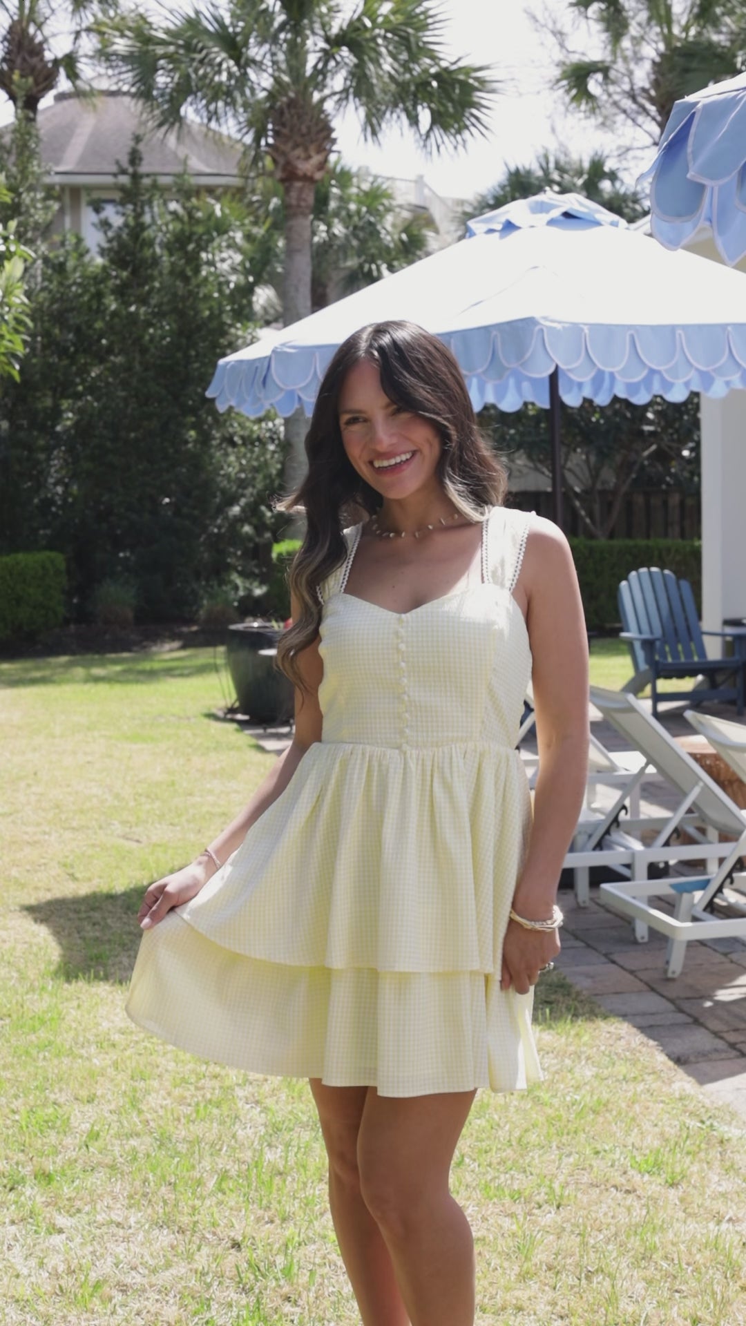 Cute Yellow Gingham Tiered Mini Dress | Trendy Women's Dress