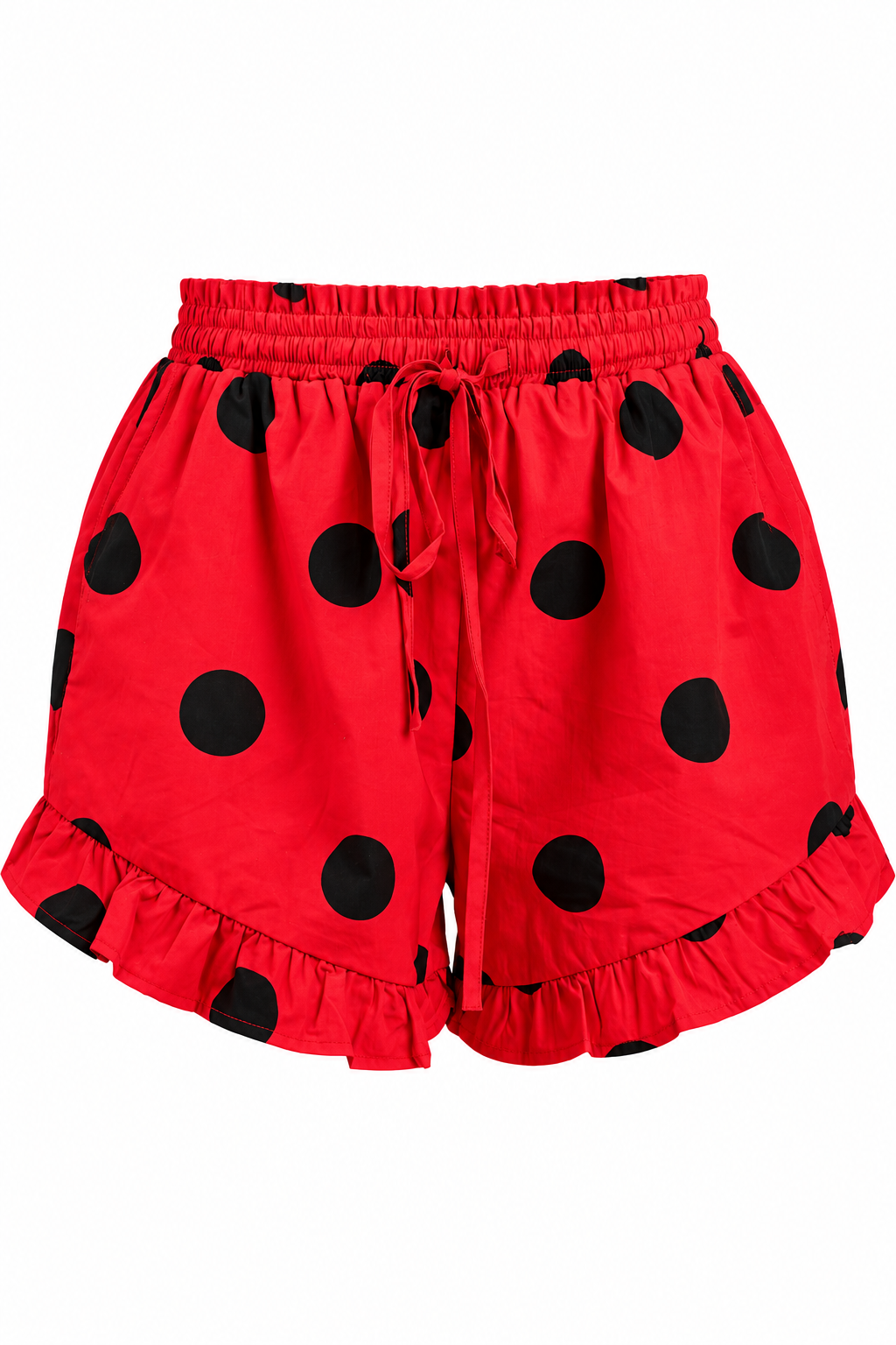 Sideline Sweetheart Polka Dot Red Shorts