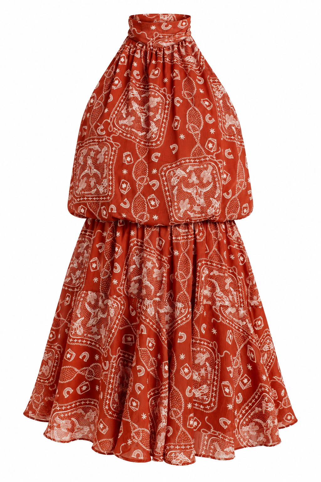 Canyon Sunset Paisley Rust Mini Dress