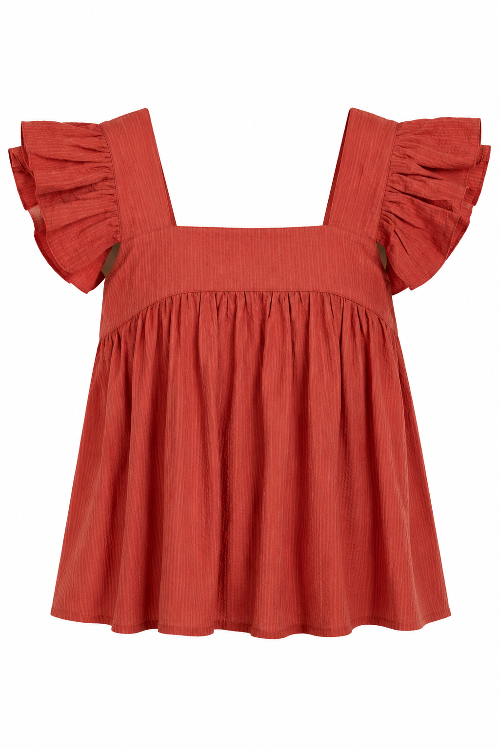 Romantic Outlook Rust Ruffle Blouse