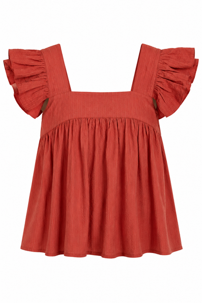 Romantic Outlook Rust Ruffle Blouse