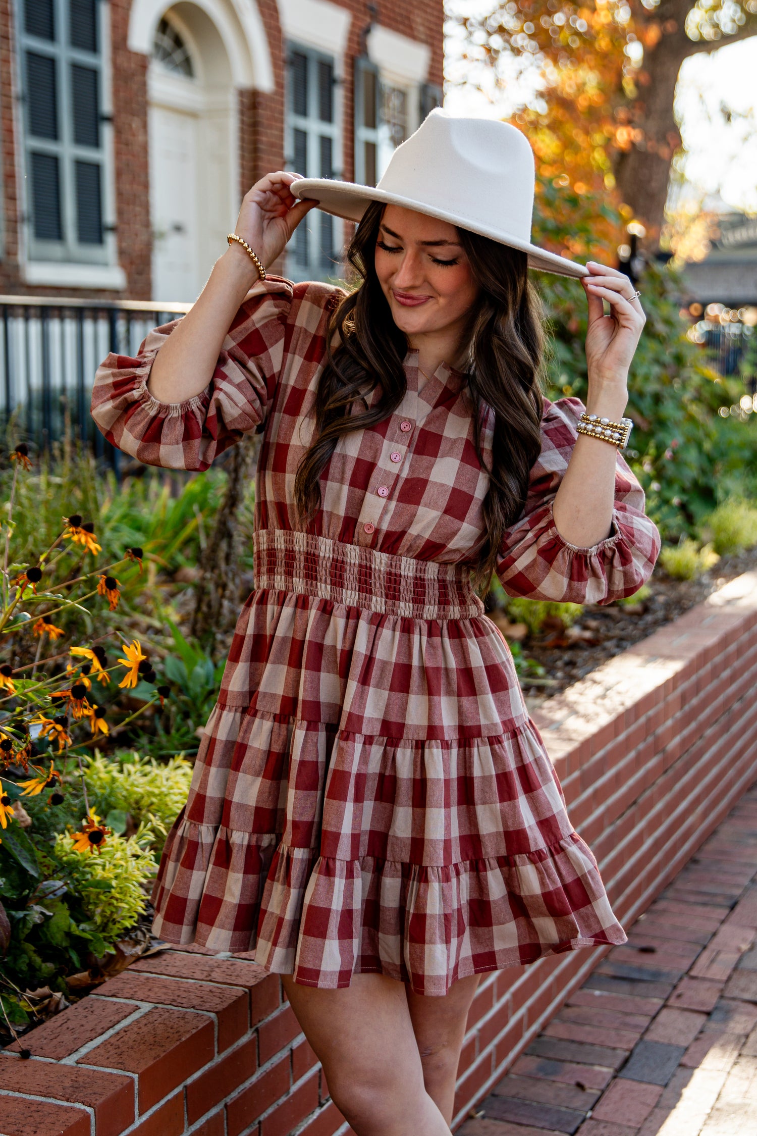 red plaid mini dress