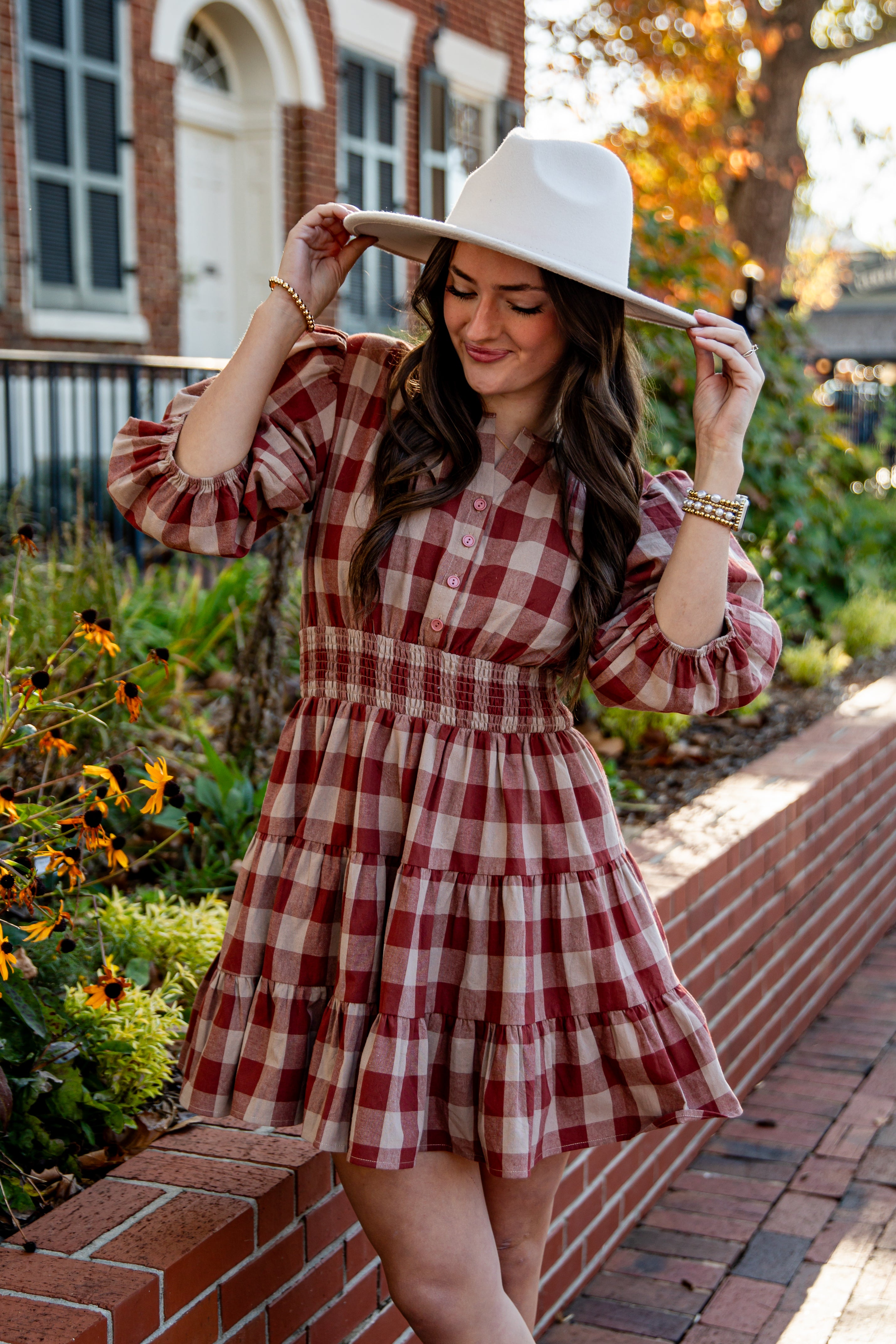 red plaid mini dress