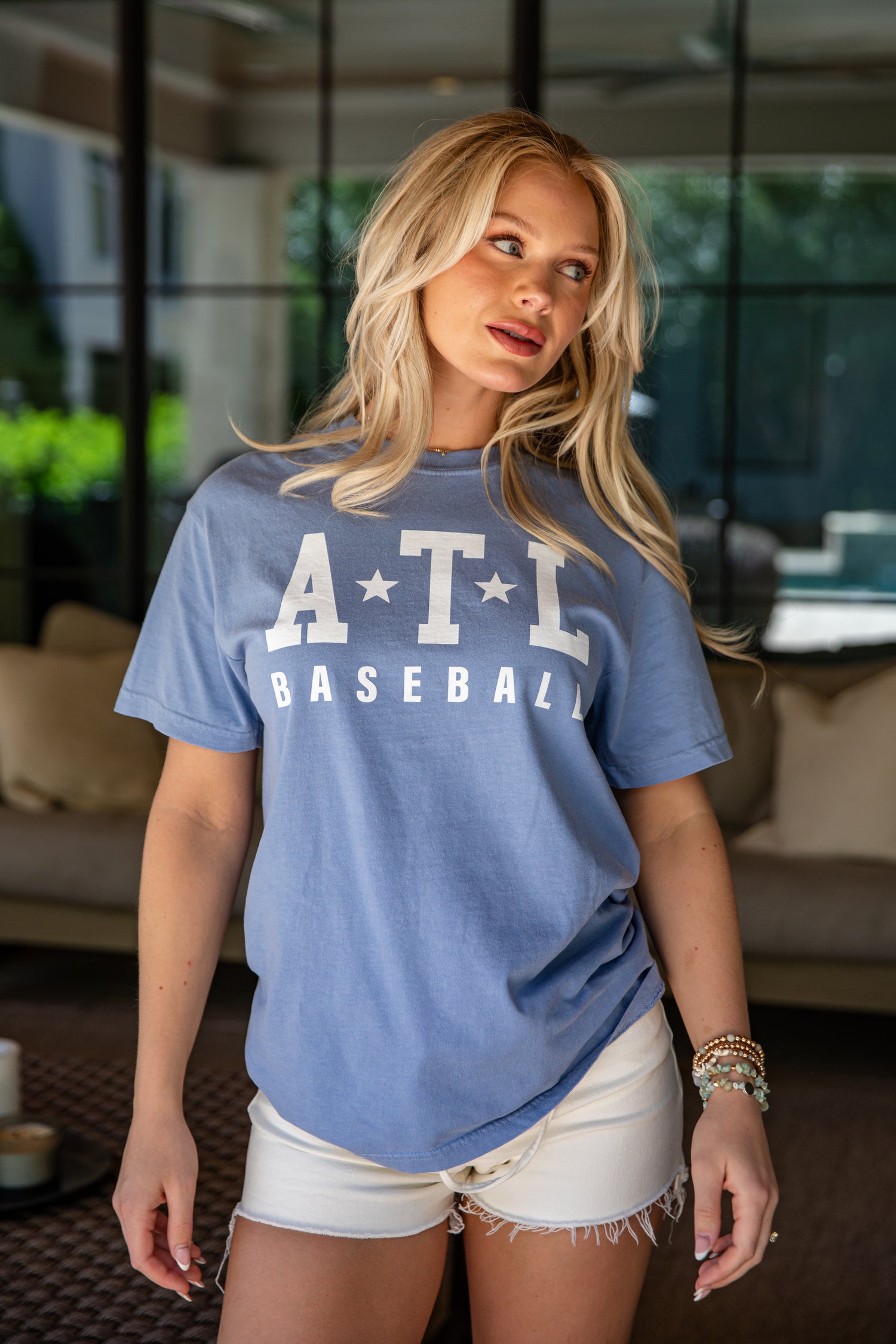 Light Blue ATL Baseball Star Tee