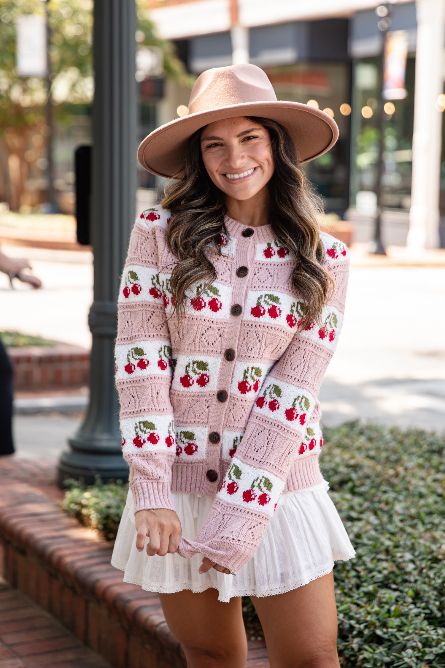 Blush Cherry Sweater Cardigan Cute Sweaters ShopDressUp – Dress Up