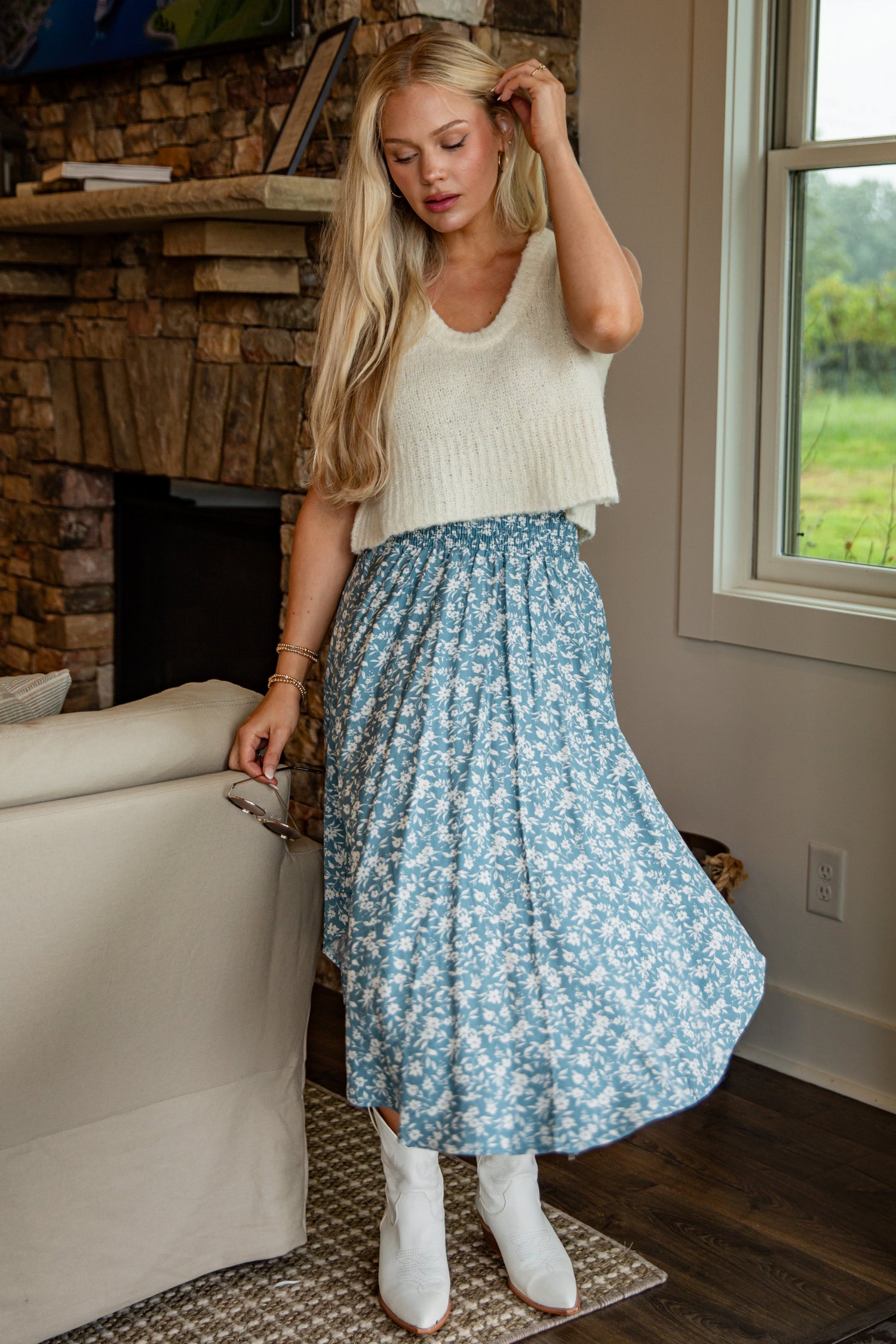 Skirt Plus Size Casual Outfits 218 Cute Denim Floral Midi Skirt
