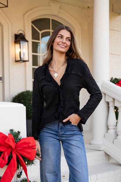 Winter Waltz Ruffle Blouse Top