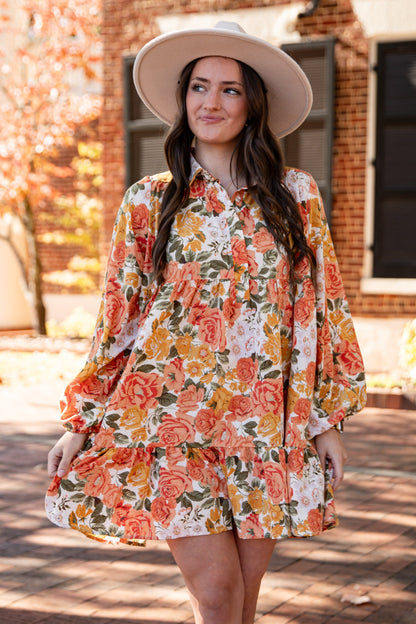 orange floral dress