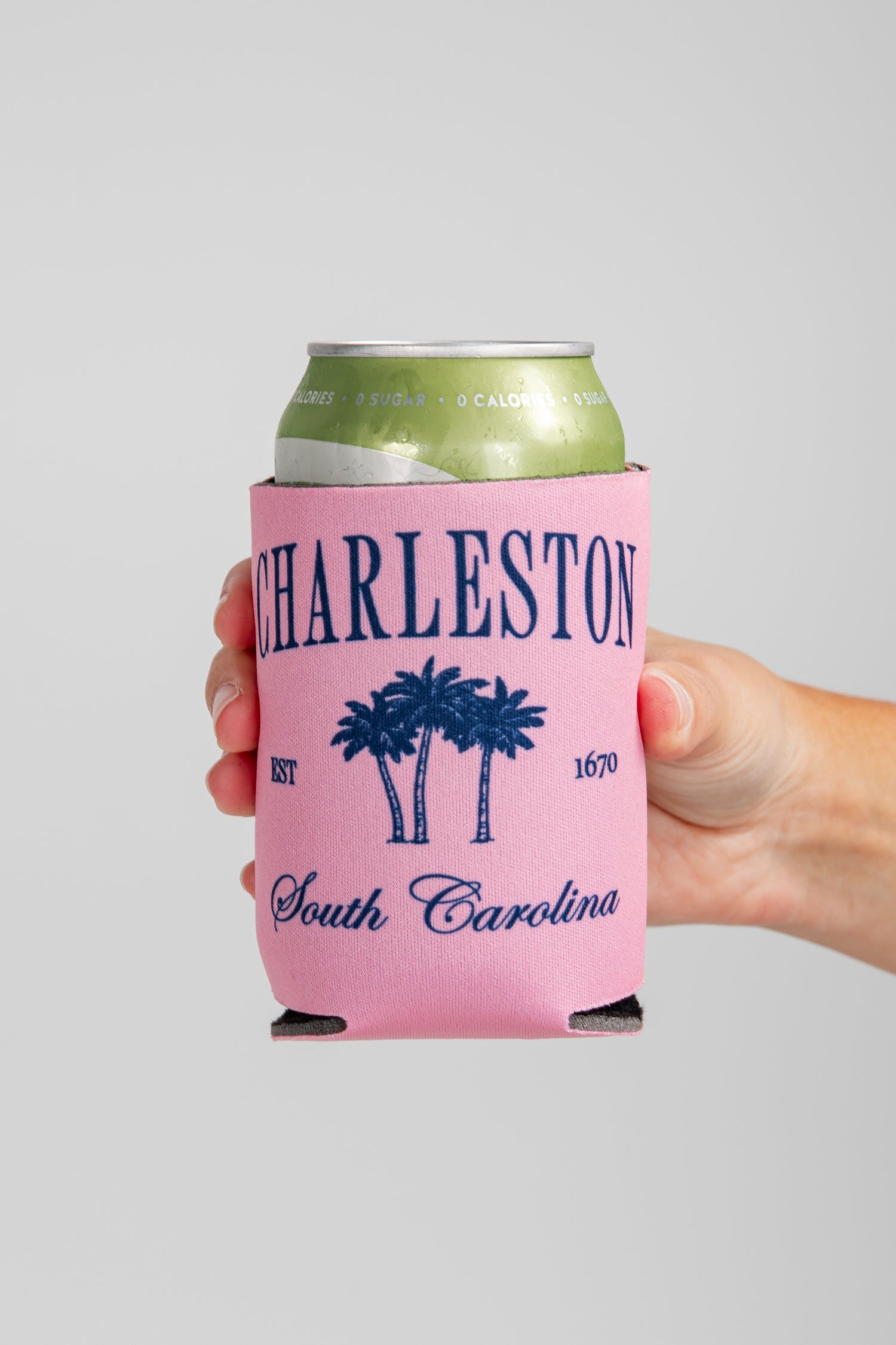 Pink can cooler with &