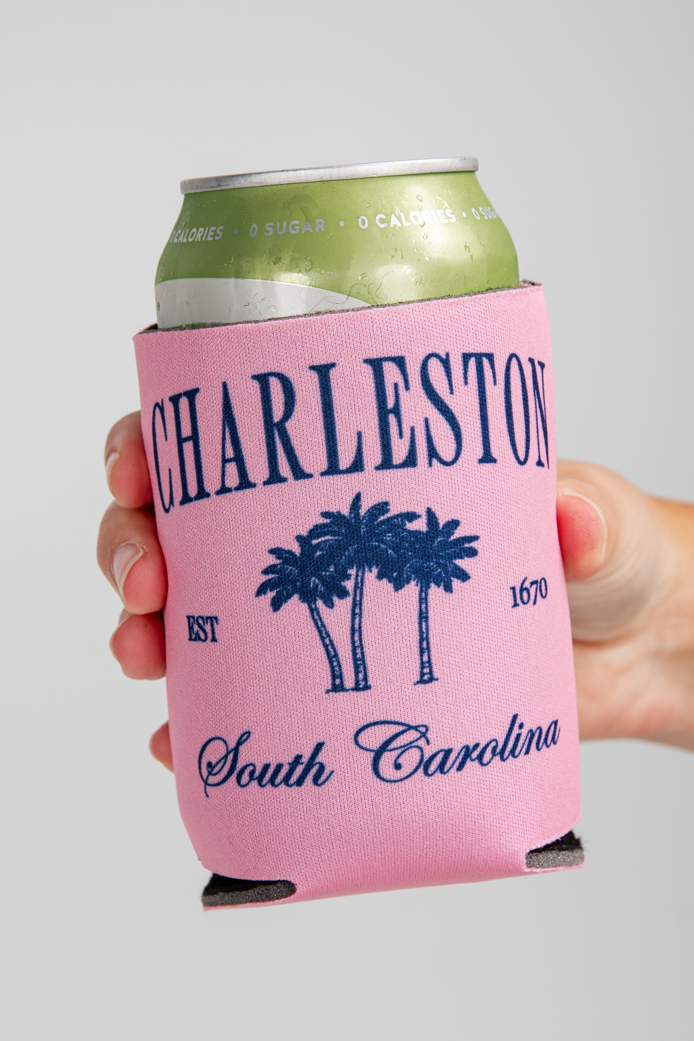 Pink can cooler with &